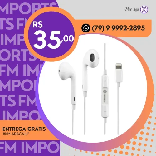 Fone de ouvido para iPhone 8 X 11 12 13 14 Lightning - ENTREGA GRÁTIS 8KM