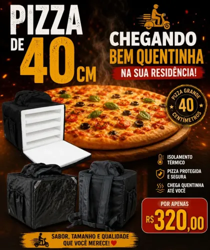 Bag para entregas de pizzas delivery 40cm. Impermeável com prateleiras 
