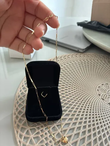 Cordão de ouro 18 cadeado alongada + Pingente coração 1.9 g Ouro
