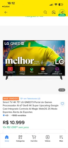 Tv LG QNED 4k - Polegadas