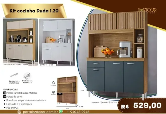 Kit cozinha Duda 1,20, a pronta entrega