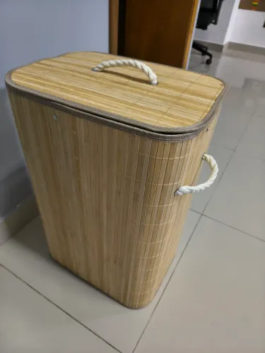 Cesto de roupa para lavanderia de bambu Novo