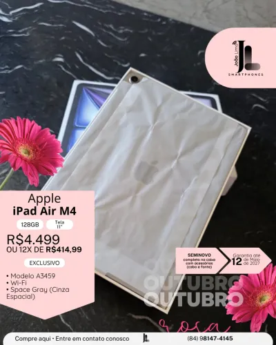 IPAD AIR M4, 128GB, TELA 11 POL., SEMINOVO NA GARANTIA, EXCLUSIVO