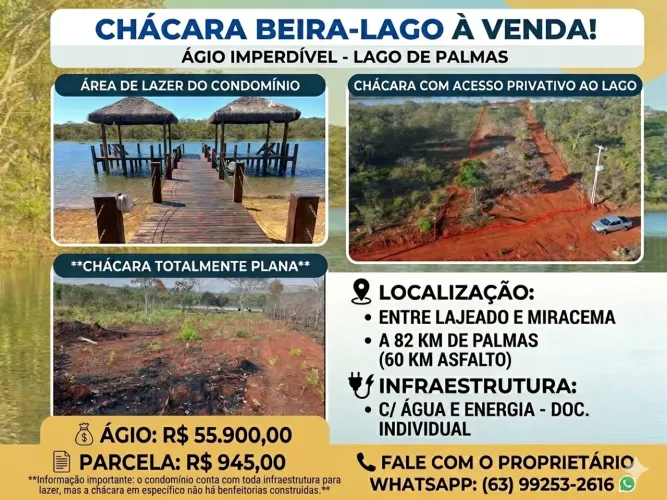Vende se chácara beira lago privativa