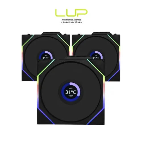 (LOJA FÍSICA) Kit Fan Com 3 Unidades Lian Li Uni Fan TL Wireless - Com tela