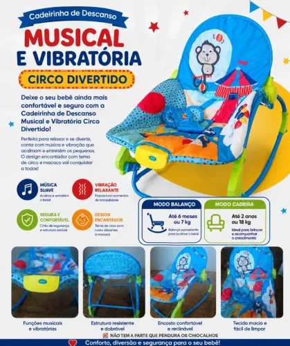 Cadeirinha de Descanso Musical e Vibratória Circo Divertido,