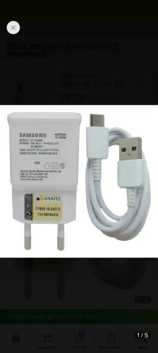 Carregador sansung original 30 reais