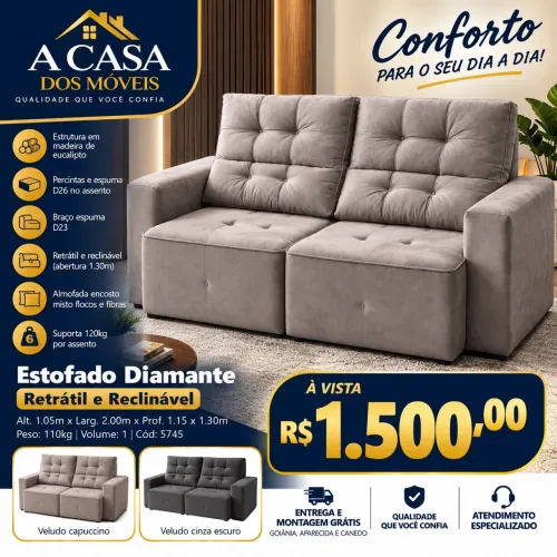 Sofá Retrátil Diamante 2.00m