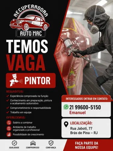 VAGA PARA PINTOR AUTOMOTIVO