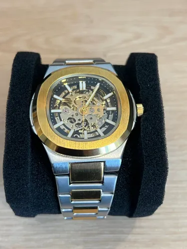 Relógio Automático Masculino Skeleton - (Novo) Dourado e Cromado