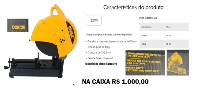 Policorte Serra rápida DEWALT D28720 220V