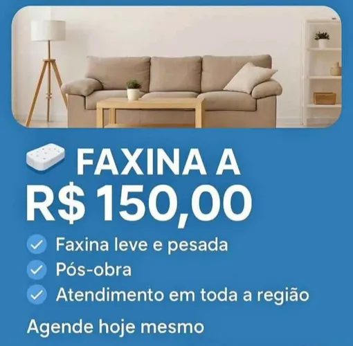 Faço faxina também cuido de criança