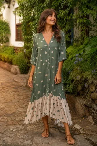 Vestido de viscose universo up verde