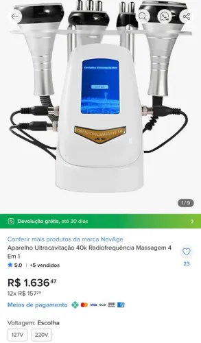 Aparelho de Ultracavitação 40K - Radiofrequência - Vácuo para massagem 4X1
