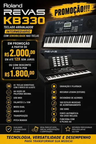 Teclado Roland Revas Kb330 arranjador 61 teclas promoção
