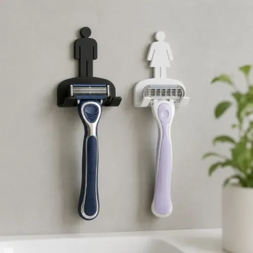 Kit 2 Suporte Gillette Parede Fita 3M Porta Barbeador Sem Furo Kit Organizador Banheiro EL