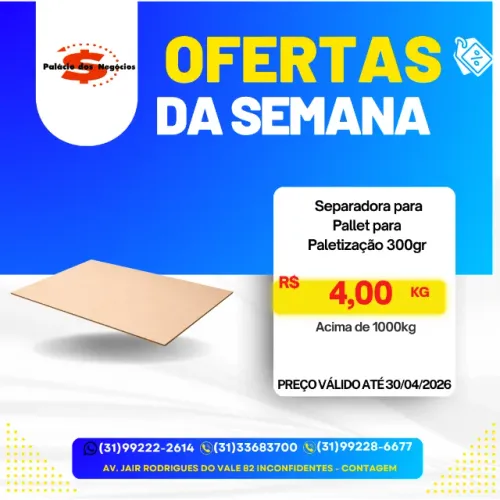 Chapa Separadora para Pallet 300 g - Ideal para Paletização e Proteção de Cargas A chapa