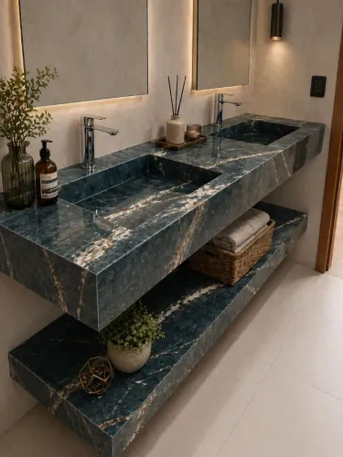 Pia de porcelanato + toalheiro super luxo 
