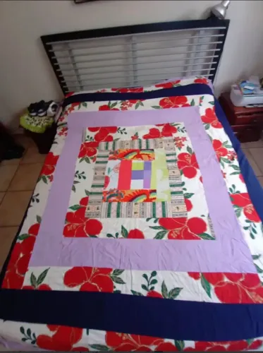 Colcha retalhos casal artesanal ccm67 viscose