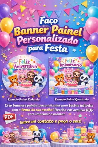 Painel e Banner Personalizado Festa Infantil Arte Digital PDF