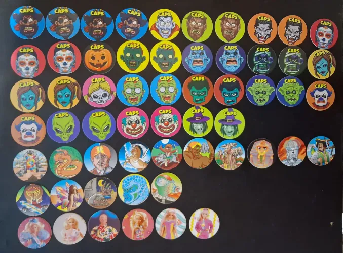 Lote 58 tazos buzzy caps variados