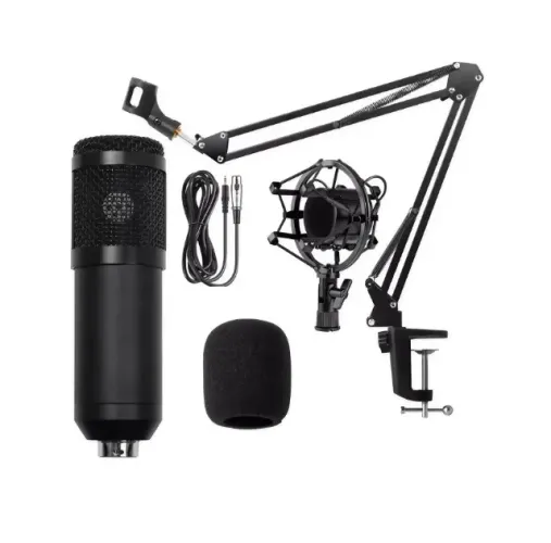 Kit com 4 Microfones Condensadores BM-800 + Braço Articulado + Shock Mount