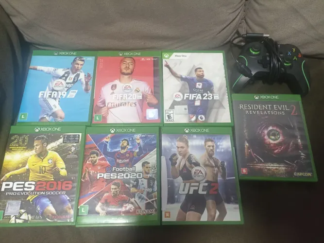 7 JOGOS XBOX ONE + 1 CONTROLE COM FIO