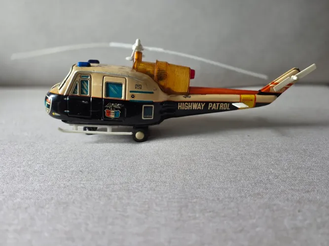 MINIATURA HELICÓPTERO POLÍCIA EM LATA - T.N (NOMURA) - MADE IN JAPAN