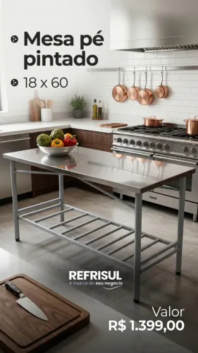 MESA PÉ PINTADO USADA 180X60CM - REFRISUL