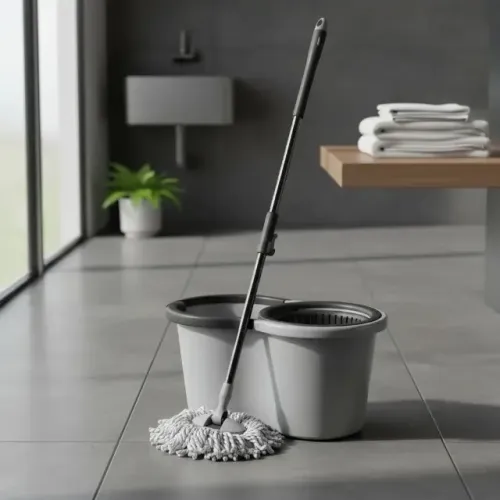 MOP Giratório, Centrifuga, Esfregão, Cesto Plástico, Rotação 360, Cabo regulável - 12 L