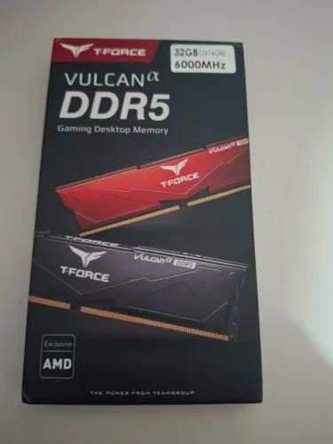 Memória RAM DDR5 2x16GB 6000 MHz CL38 T-Force Vulcan Alpha Red AMD
