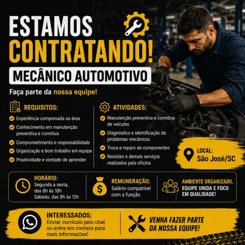VAGA PARA MECÂNICO AUTOMOTIVO