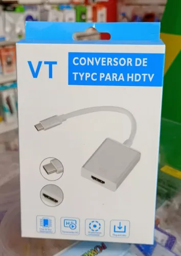 Cabo Adaptador Conversor Tipo-C (USB-C) para HDMI HDTV 4K - Novo