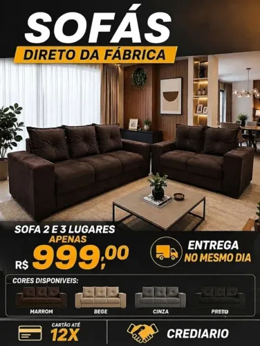 Sofá 2 e 3 lugares NOVOS $999,00 a vista 12x 97,40 no cartão de crédito 