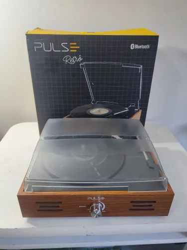 Toca discos Vitrola Retrô Pulse Bluetooth com caixa e nota fiscal agulha zero km