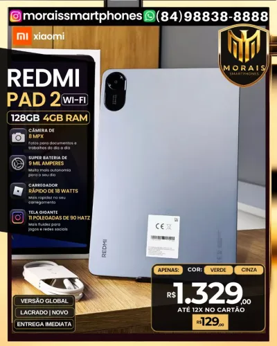 Xiaomi Redmi Pad 2 11" - 128GB | 4GB RAM - Verde - LACRADO NOVO