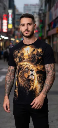 Camiseta masculina  - Leão da tribo de Judá 