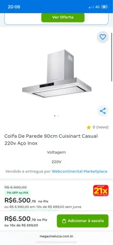 Coifa ilha profissional 