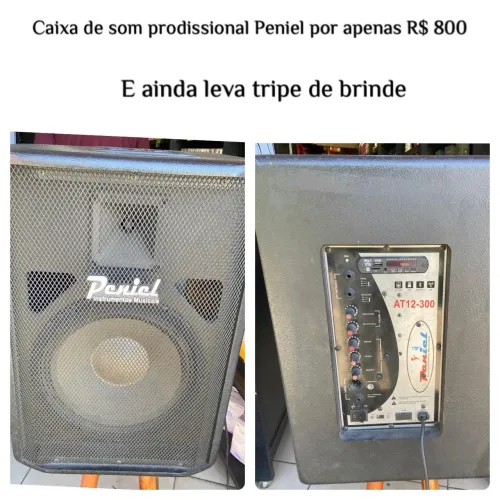 Caixa de som profissional com bluetooth, entrada de microfone
