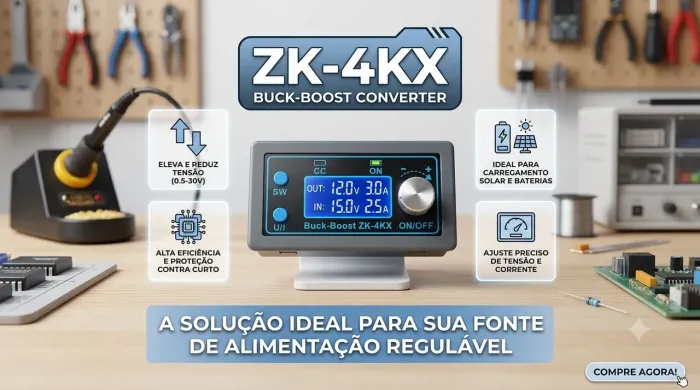 Conversor DC - DC Bulck Boost ZK-4KX Fonte de Bancada Ajustável