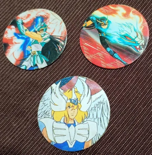 3 Tazos Os Cavaleiros do zodíaco Ninho Soleil mini diskus 1994
