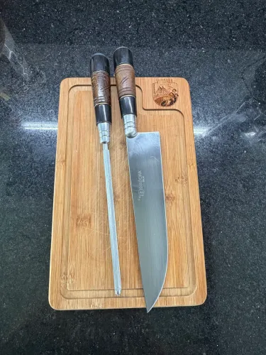 Faca Gaúcha Inox + Chaira e Bainha de Couro