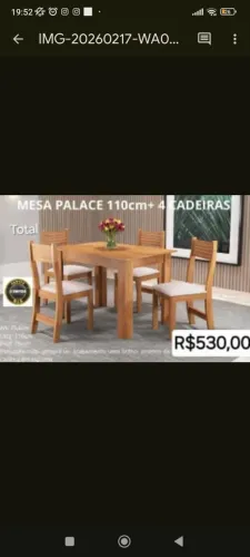 Mesa quadrada com 4 cadeiras 