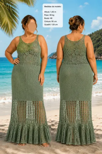 Vestido Longo de Crochê- Veste 48