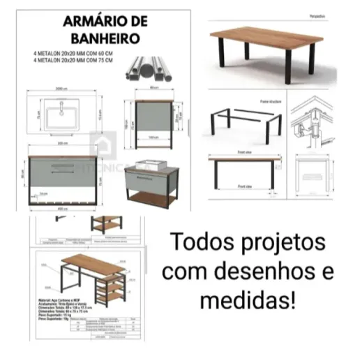 Mais de 1000 projetos sobre medidas armário cadeiras mesas etc
