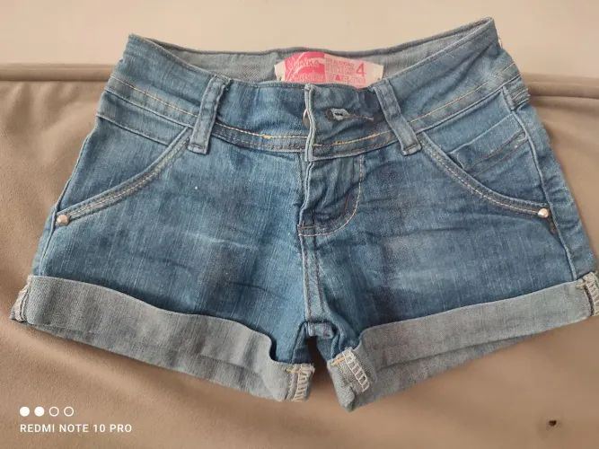 Short infantil jeans escuro