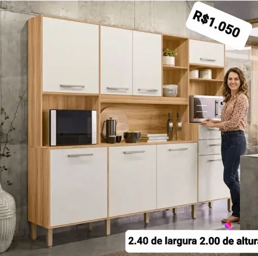 ARMÁRIO DE COZINHA BEM GRANDE COM 2,40metros largura NOVOS NA CAIXA FAÇO A ENTREGA