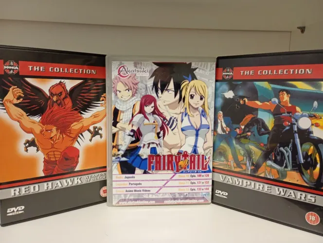 Dvds Vampire Wars,Fairy tail,Red Hawk original item de colecionador.
