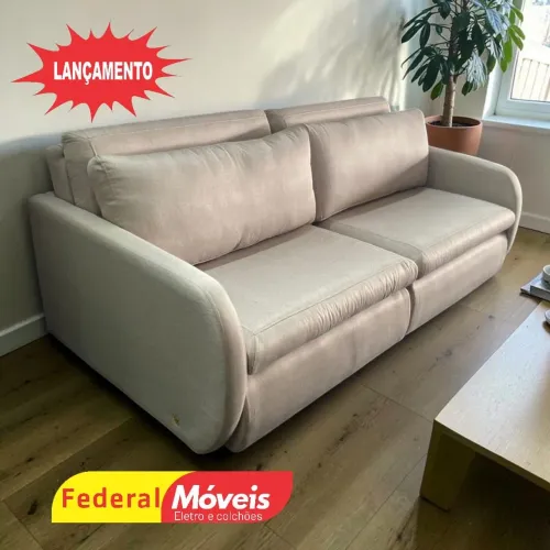 Sofá Cama Zero Caixa Linho 2,20m Perfeito - Chama no WhatsApp!