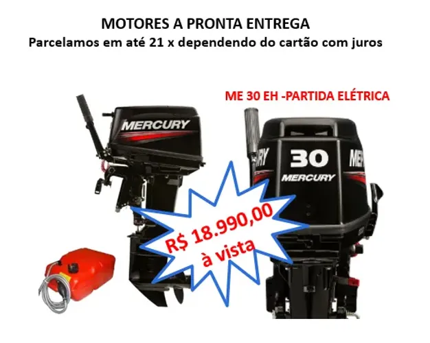 MOTOR DE POPA MERCURY 30Hp PARTIDA ELETRICA NOVO